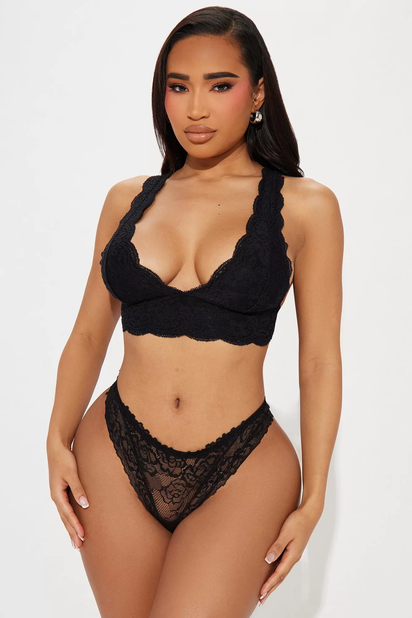 Bianca Lace Triangle Bralette - Black