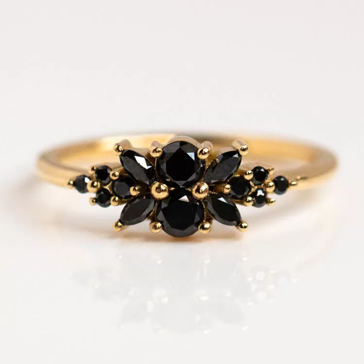 Black Diamond Flora Engagement Ring