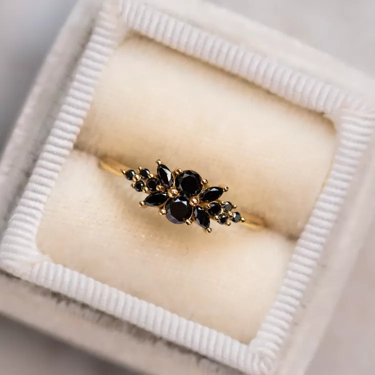 Black Diamond Flora Engagement Ring