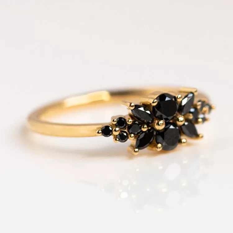 Black Diamond Flora Engagement Ring