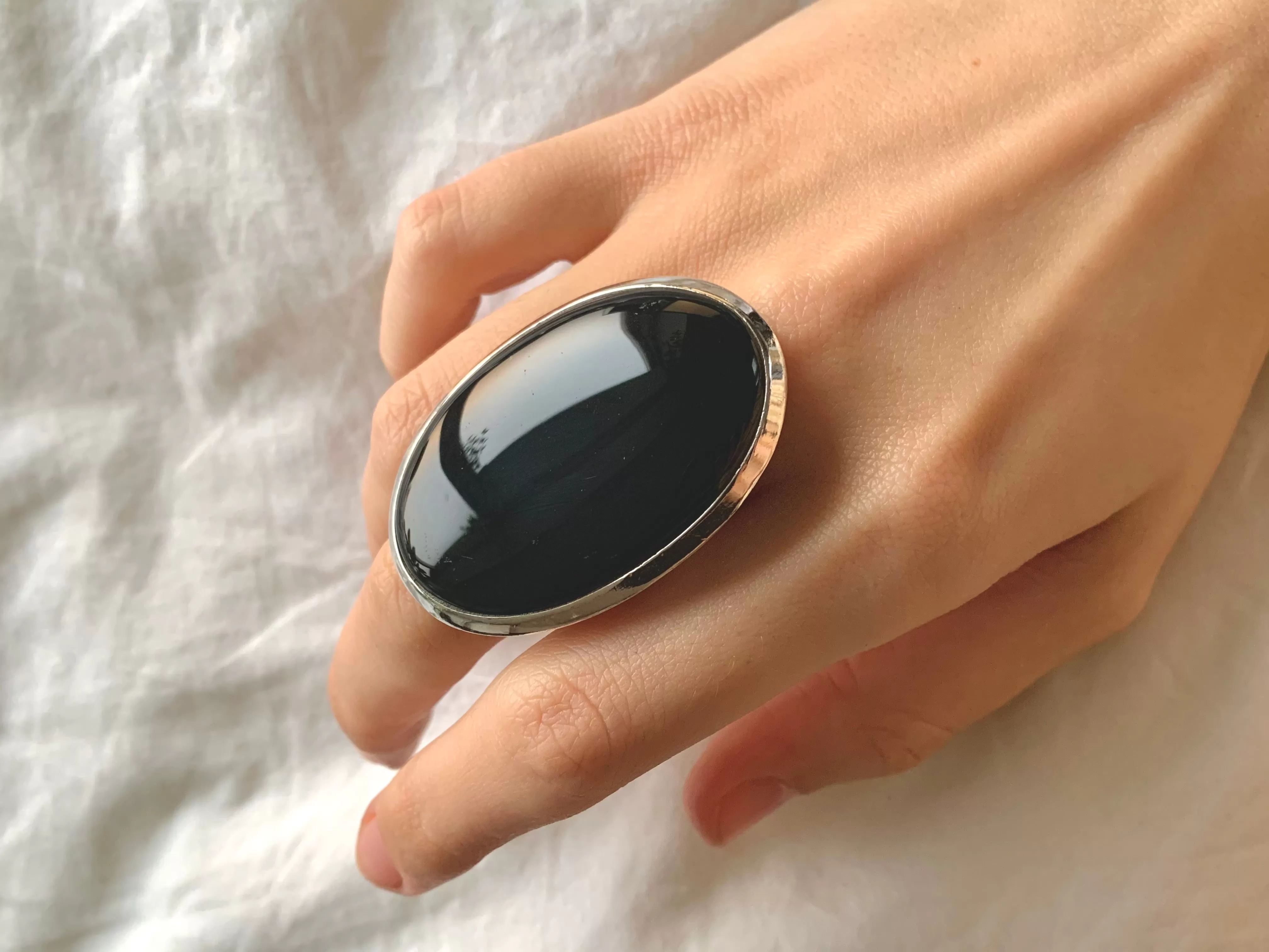 Black Onyx Naevia Ring - XLarge Oval