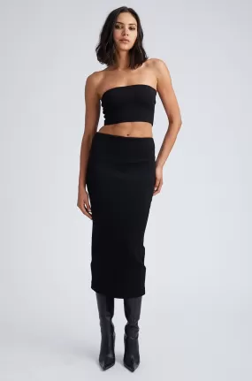 Black Stretch Jacquard Tube Skirt