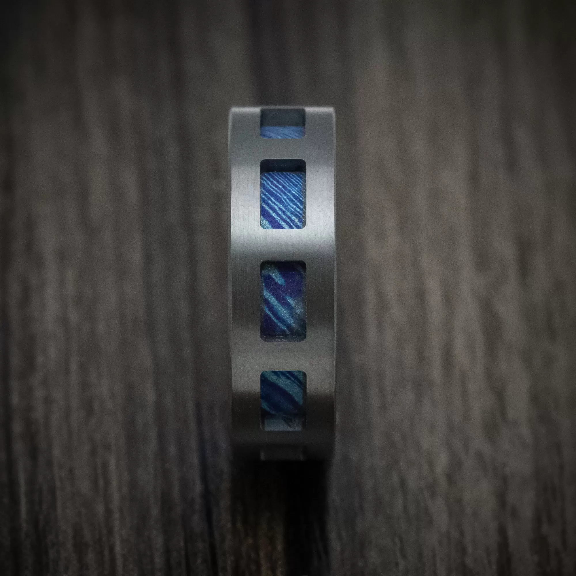 Black Titanium and Kuro-Ti Cut-Through Window Men's Ring Custom Made