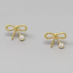 Bow CZ Detail Stud Earrings