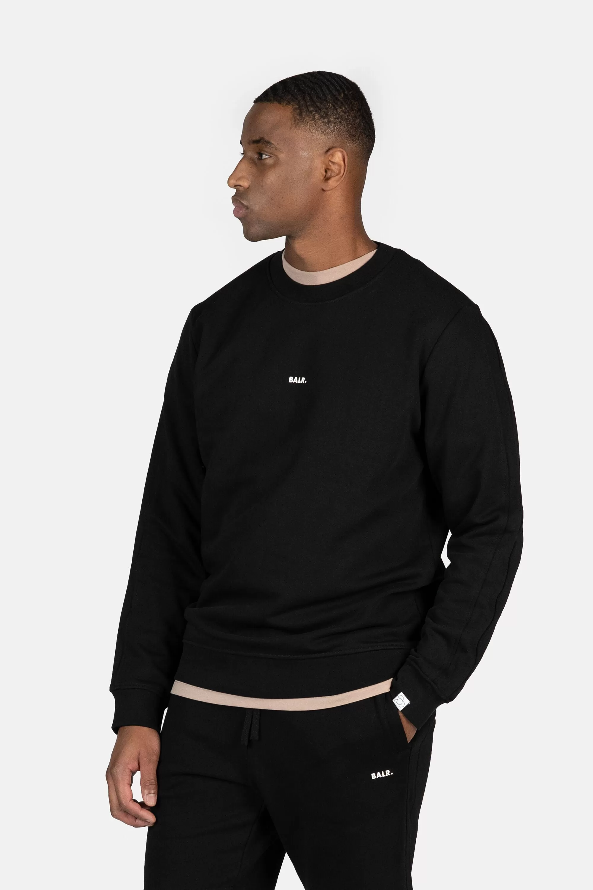 Brand Regular Fit Crewneck Jet Black