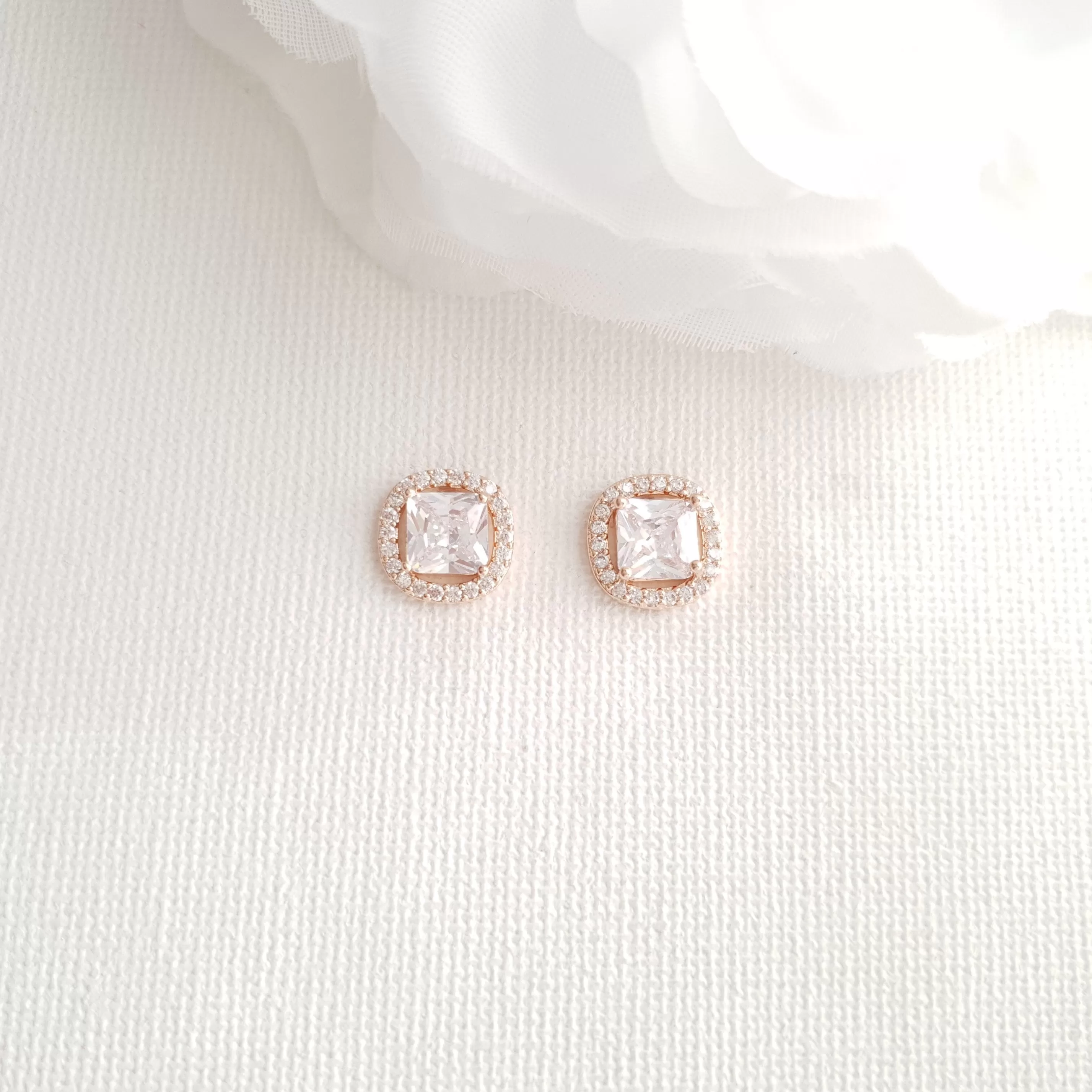 Bridesmaids Stud Earrings in Rose Gold-Piper