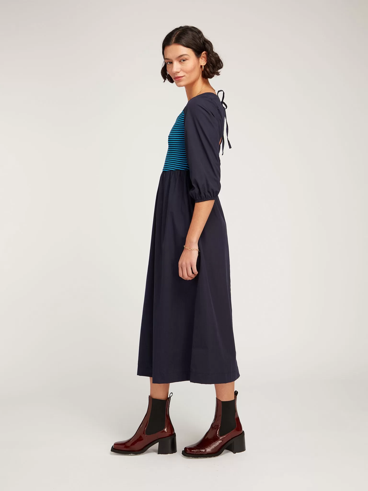 Buttercup Jersey Midi Dress in Blue Colourblock