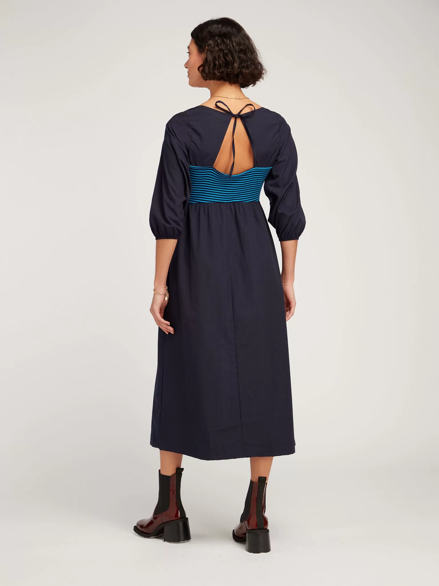 Buttercup Jersey Midi Dress in Blue Colourblock