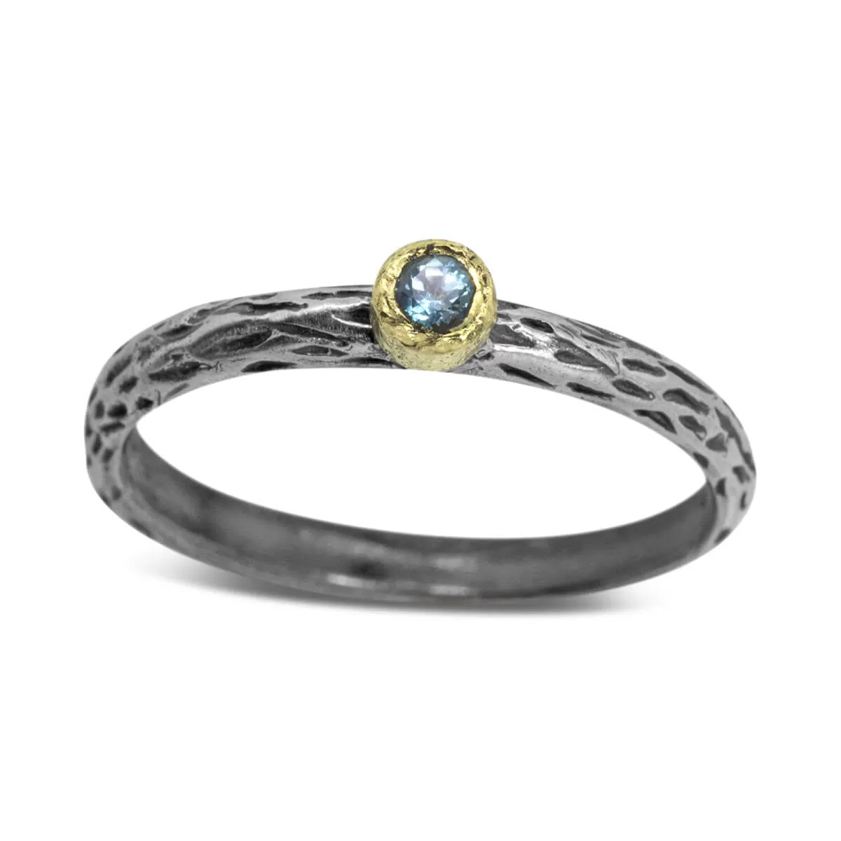 Cactus Texture Ring with Blue Topaz