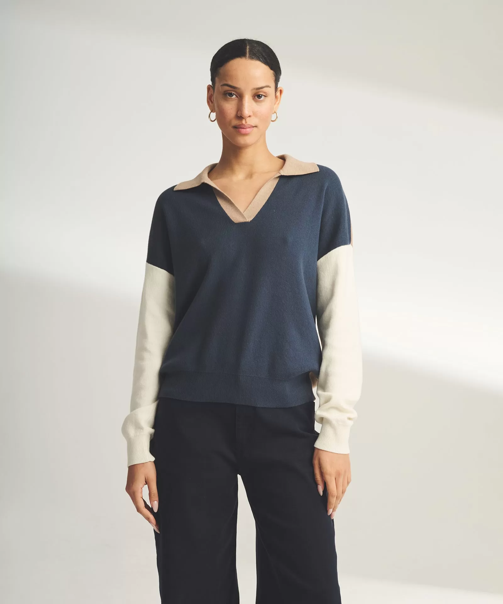 Café Cotton Cashmere Colorblock Polo