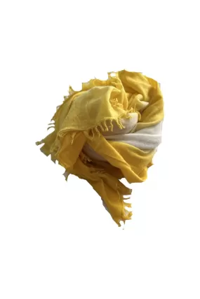 Canary Yellow Ombre & Ivory Cashmere Fringe Wrap