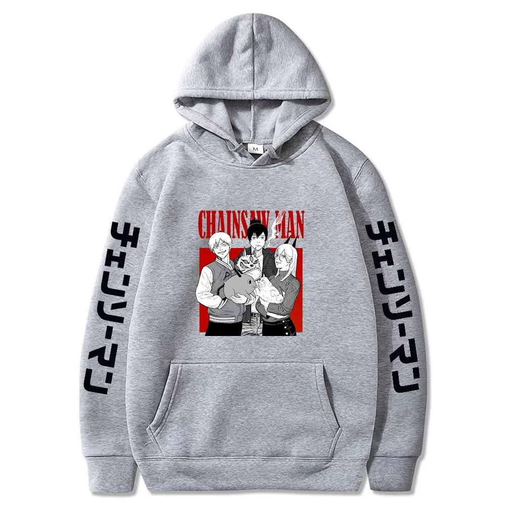 Chainsaw Man Anime Hoodies Winter Fleece Makima Power Print Pullovers Hoodie