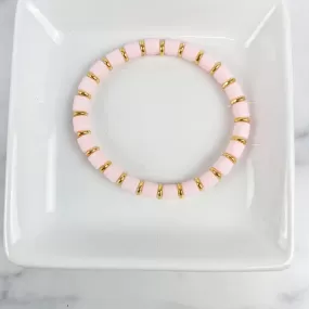 Clay Tube Bracelet with Disc 6mm Light Pink