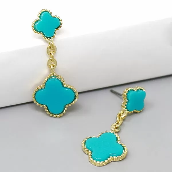 Clover Charm Chain Drop Earrings