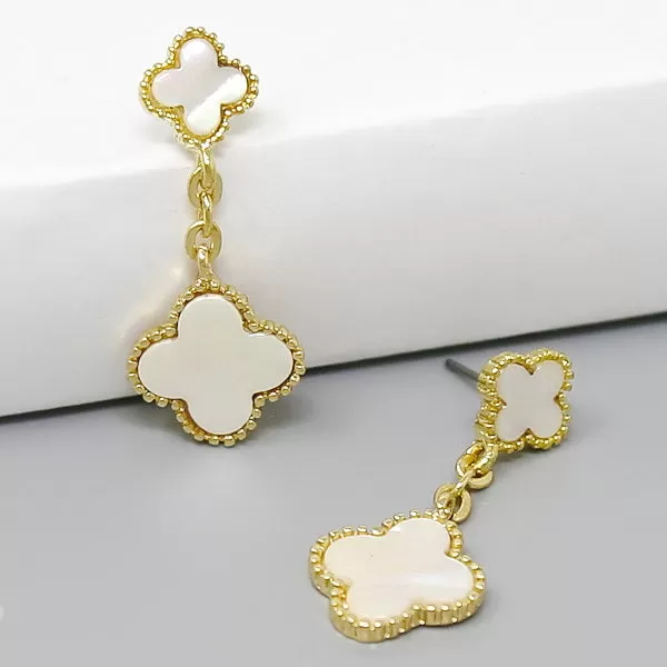 Clover Charm Chain Drop Earrings