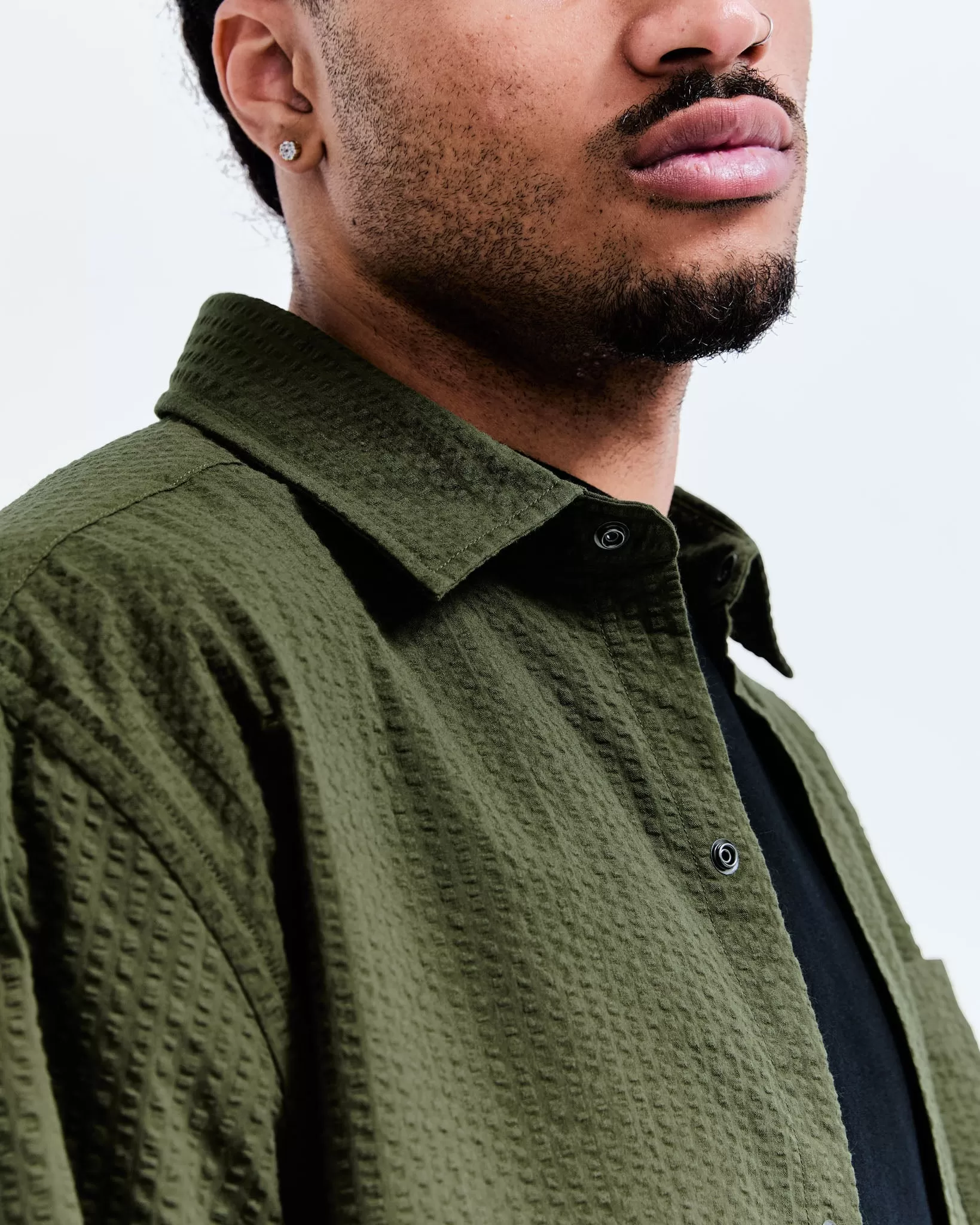 Cotton Seersucker Campus Overshirt