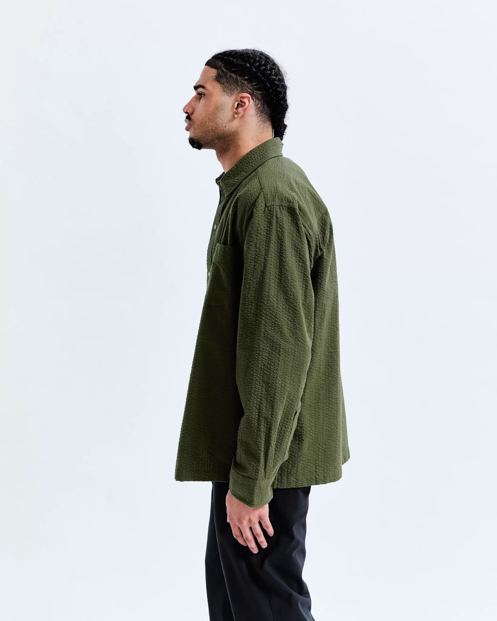 Cotton Seersucker Campus Overshirt