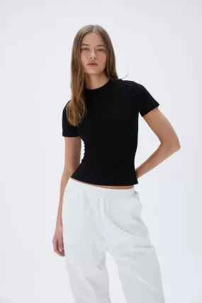 Cotton Short Sleeve Top - Black