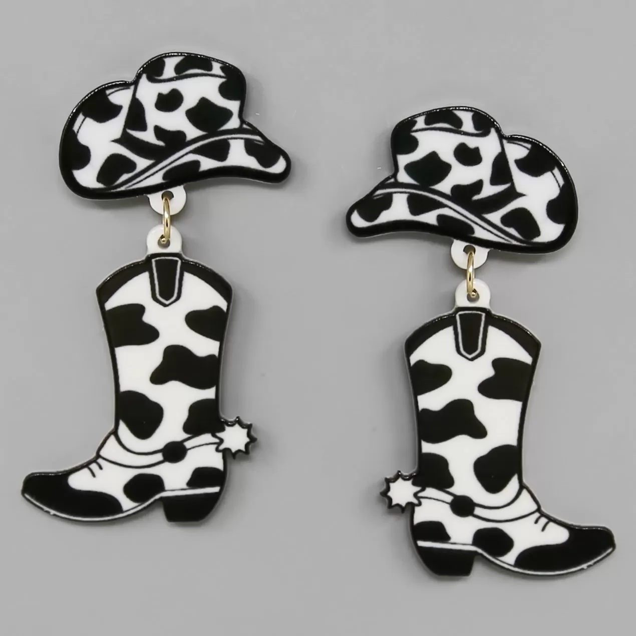 Cowgirl Hat & Boot Acrylic Drop Earrings