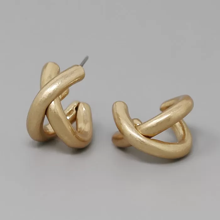 Crisscross Metal Hoop Earrings