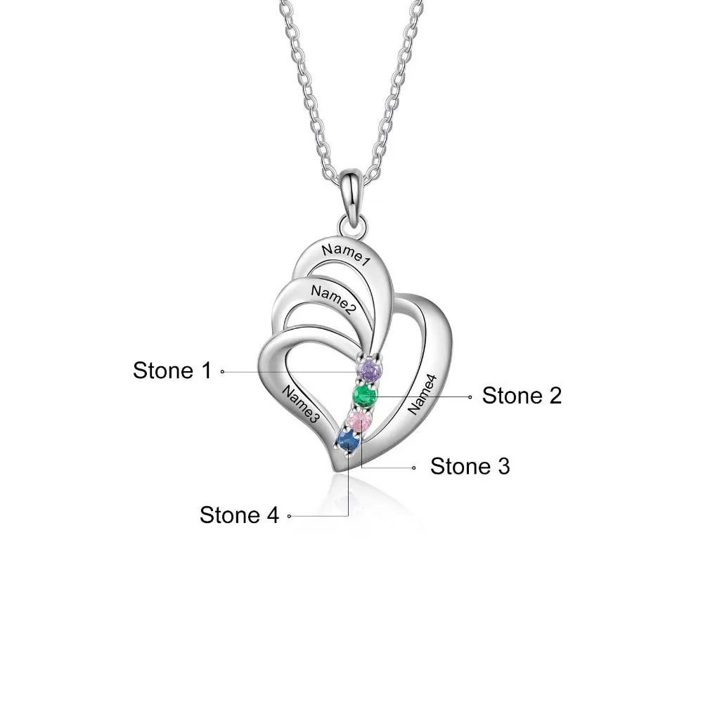 Customized Engraved 4 Names Pendants for Women