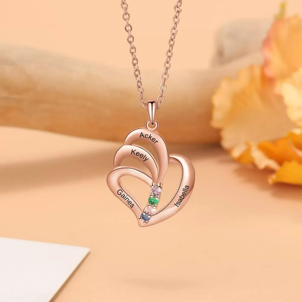 Customized Engraved 4 Names Pendants for Women