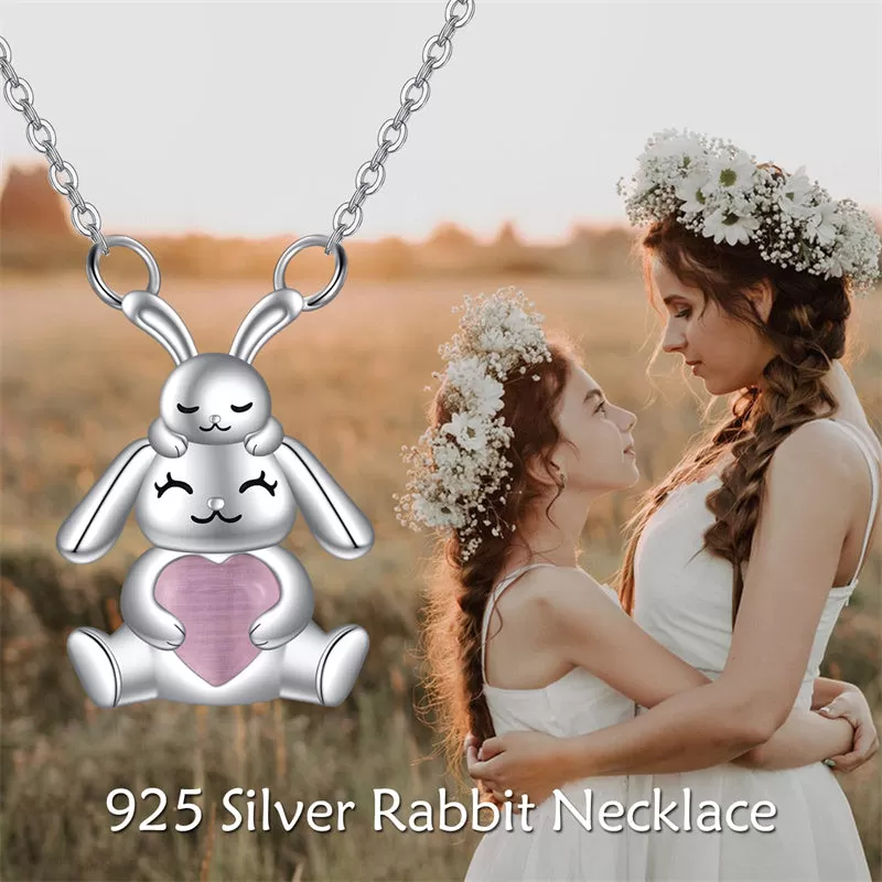 Cute Animal Necklace with Rose Quartz Pearl Sterling Silver