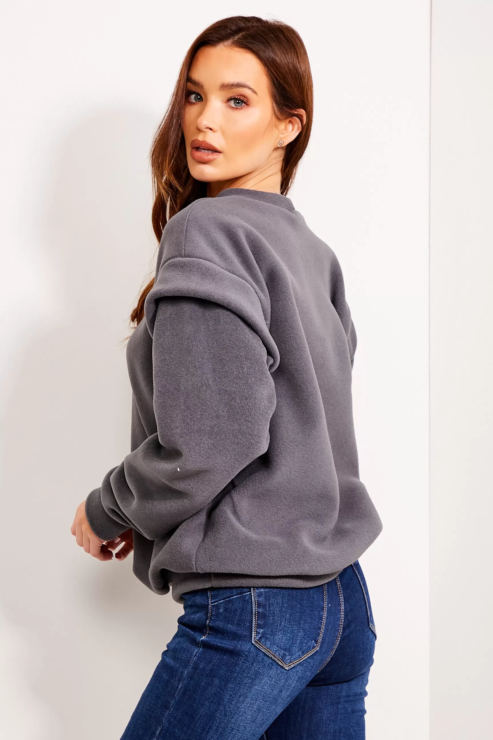 Dakota Charcoal Fleece Oversized Sweatshirt