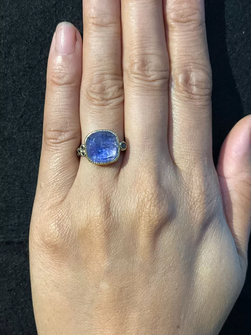 Delicate Double Band ring with free form tanzanite