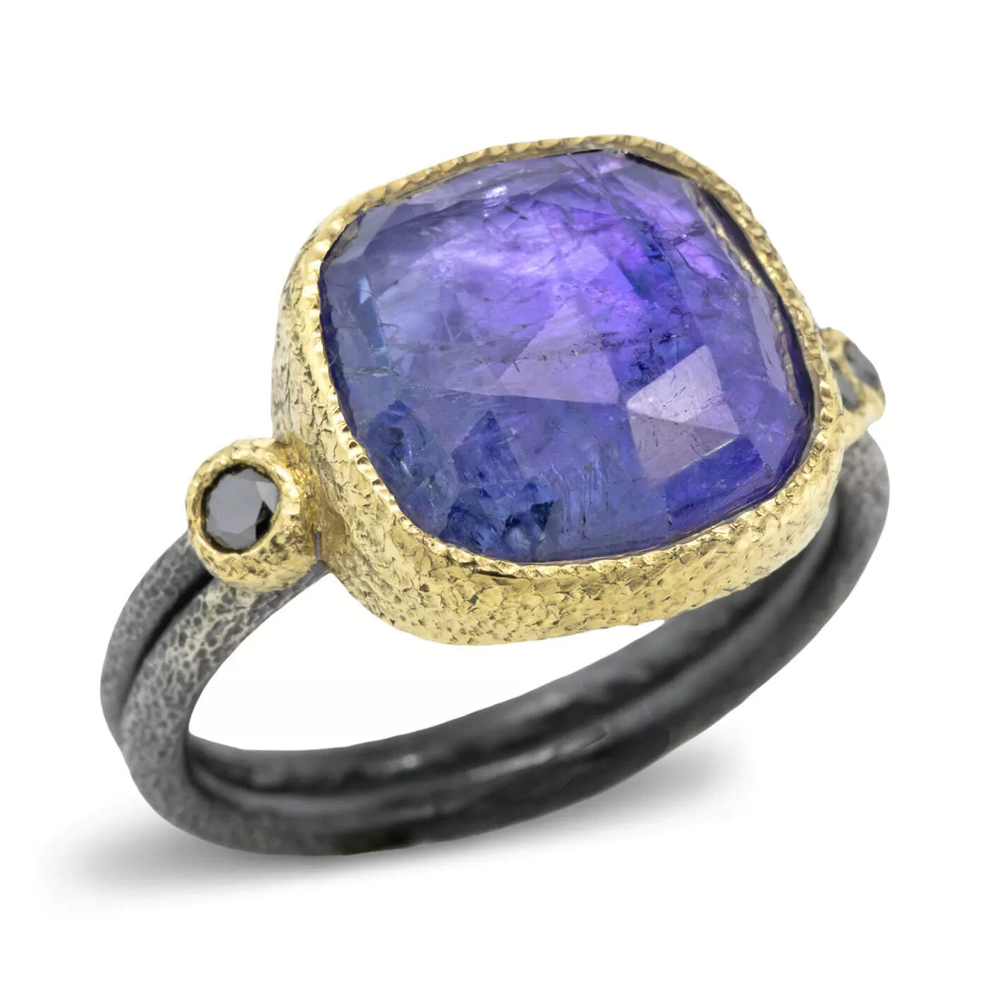 Delicate Double Band ring with free form tanzanite