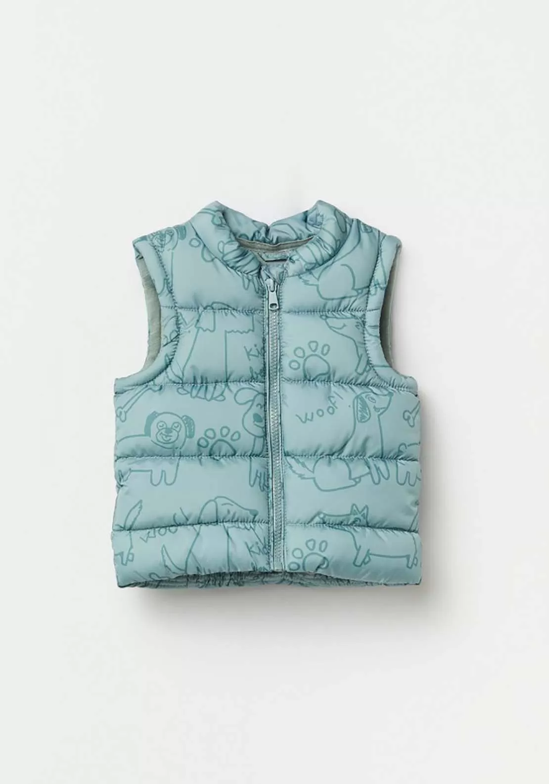 Dog Print Gilet - Green