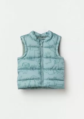 Dog Print Gilet - Green