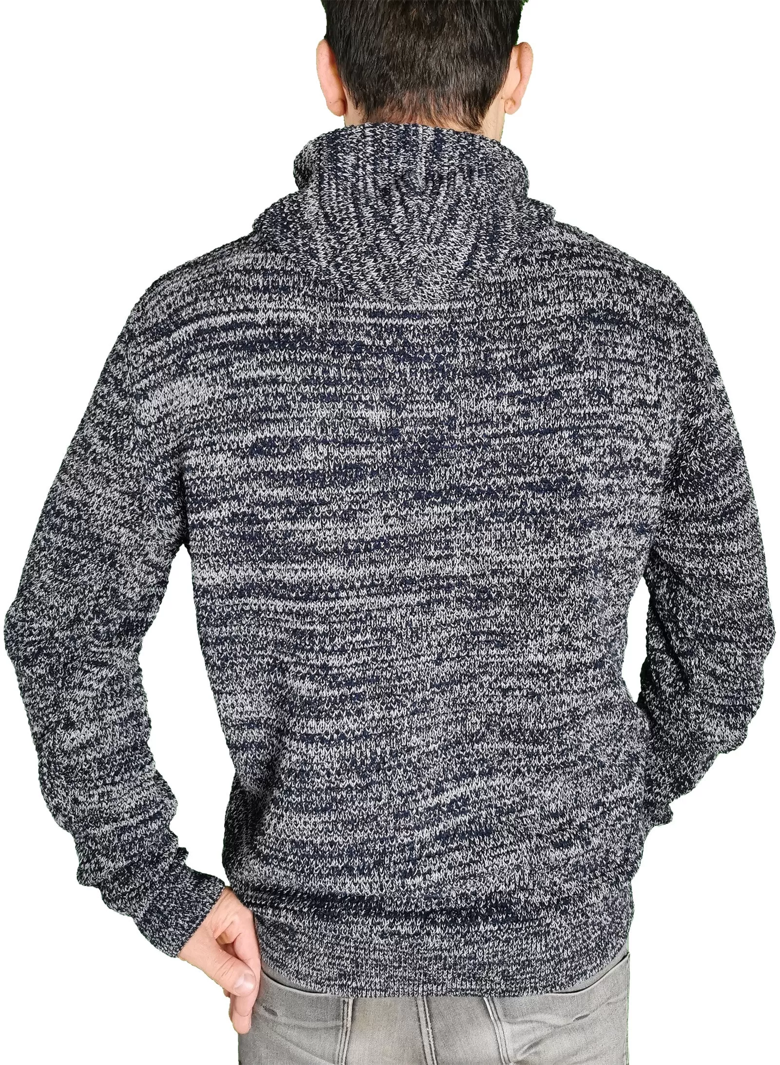 ECL 0080 ― Nachhaltig gestrickter Unisex Kapuzenpullover aus regenerierter Baumwolle - Melange Grau