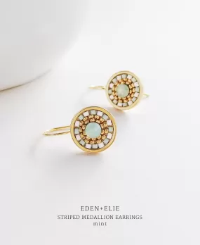 EDEN   ELIE Striped Medallion drop earrings - mint