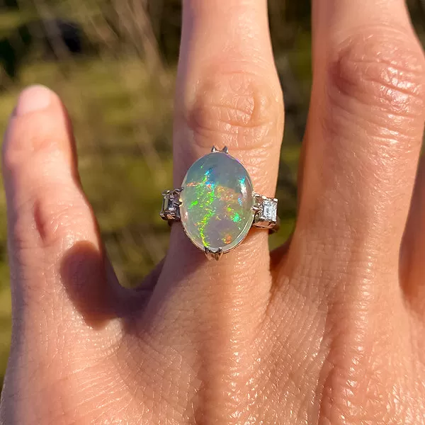 Estate Opal & Diamond Ring