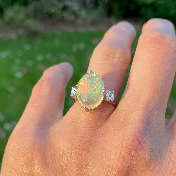 Estate Opal & Diamond Ring