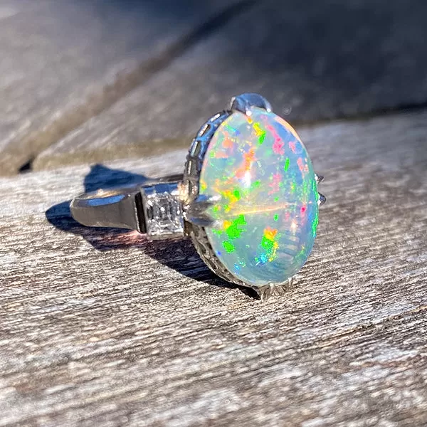 Estate Opal & Diamond Ring