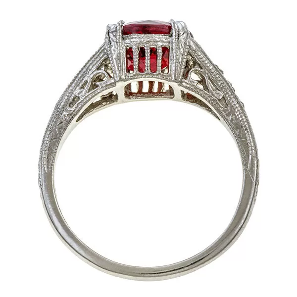 Estate Ruby Ring, Cushion 2.18ct.