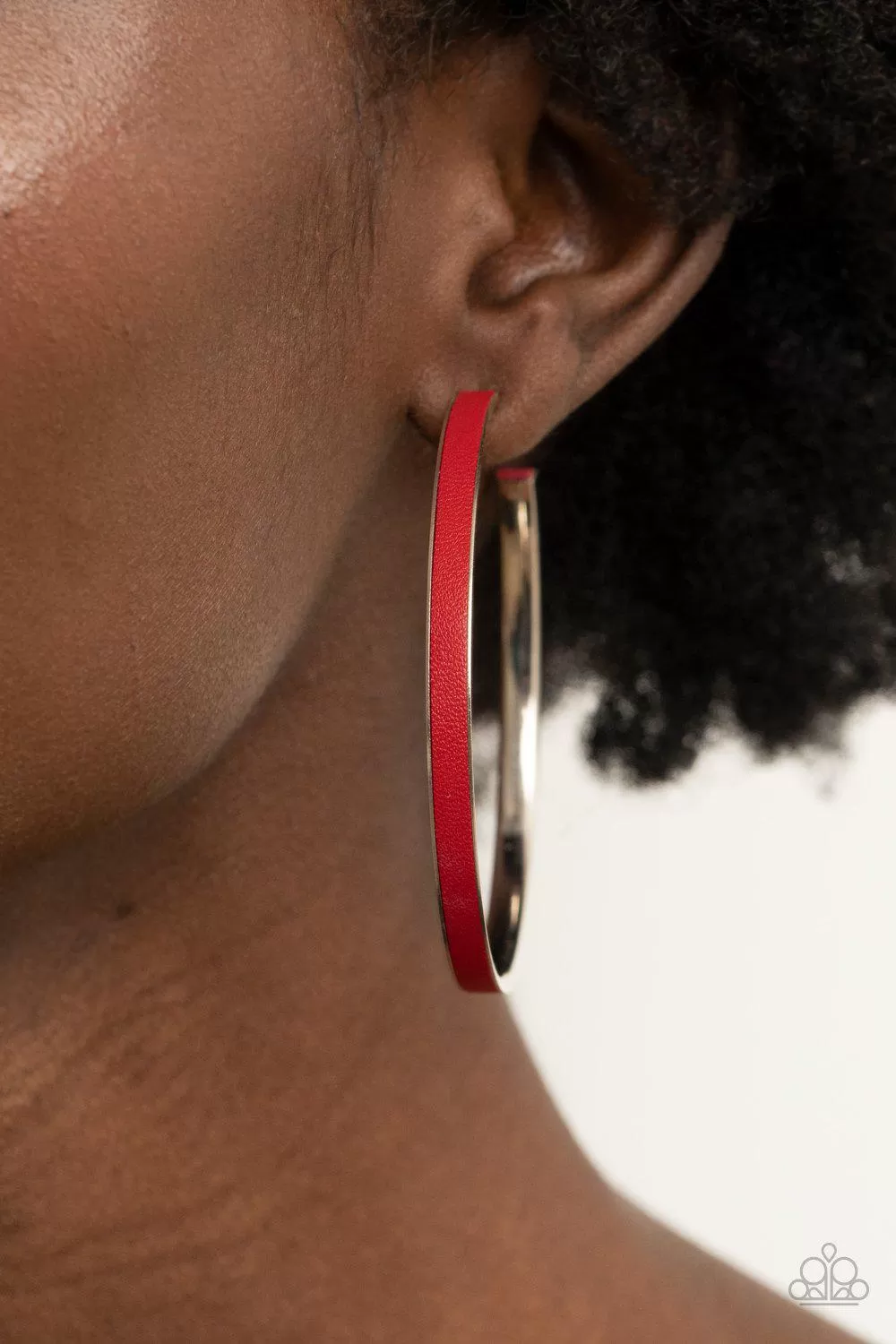 Fearless Flavor Red Leather Hoop Earrings - Paparazzi Accessories