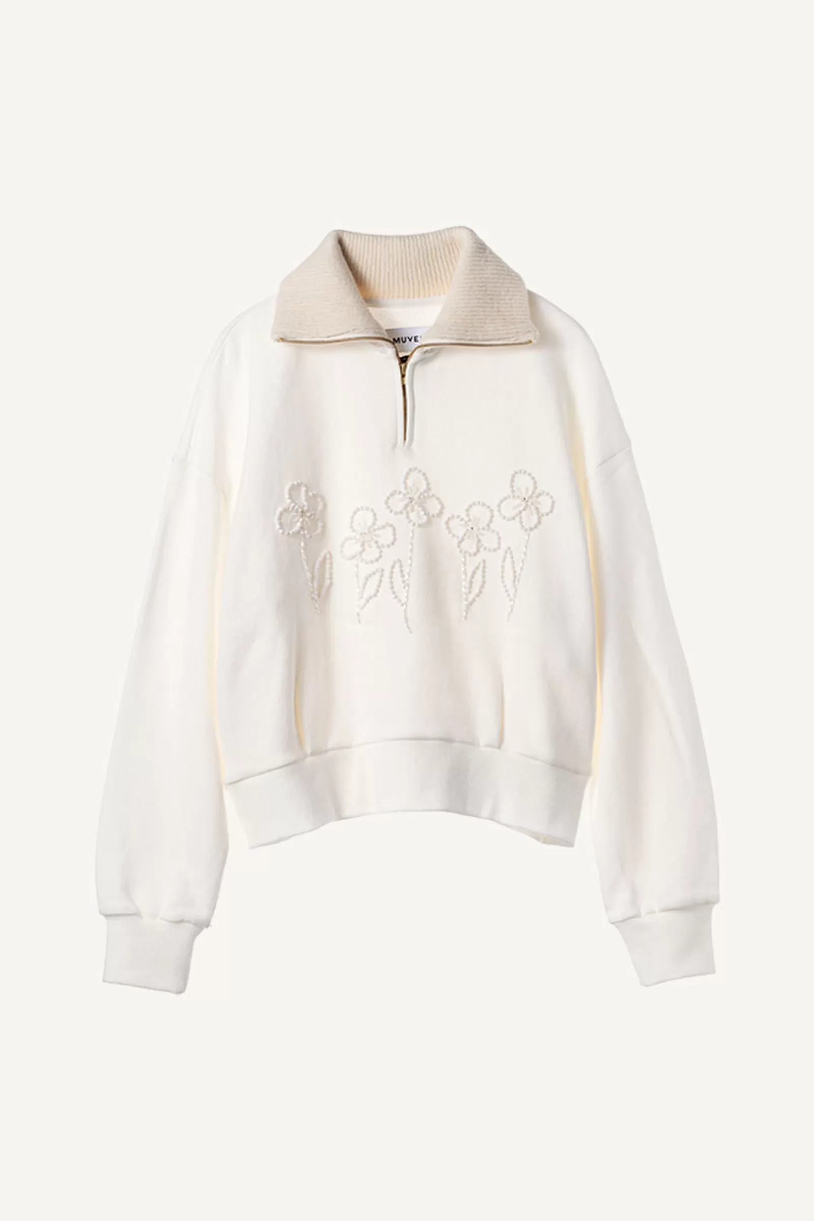 Flower Embroidery Cotton Sweatshirt