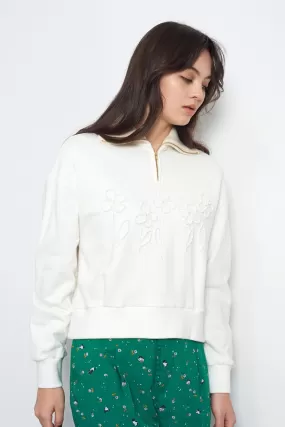 Flower Embroidery Cotton Sweatshirt