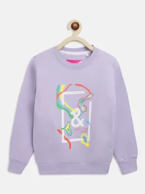 Girls Lilac Printed Sweatshirt