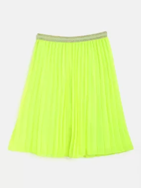 Girls Neon Green Pleated Skirt