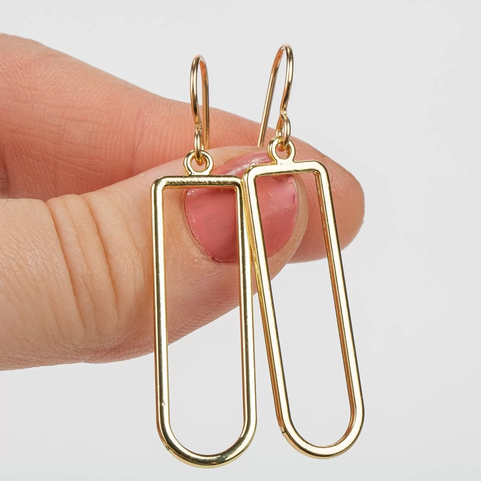 Gold Oval Drop Earrings