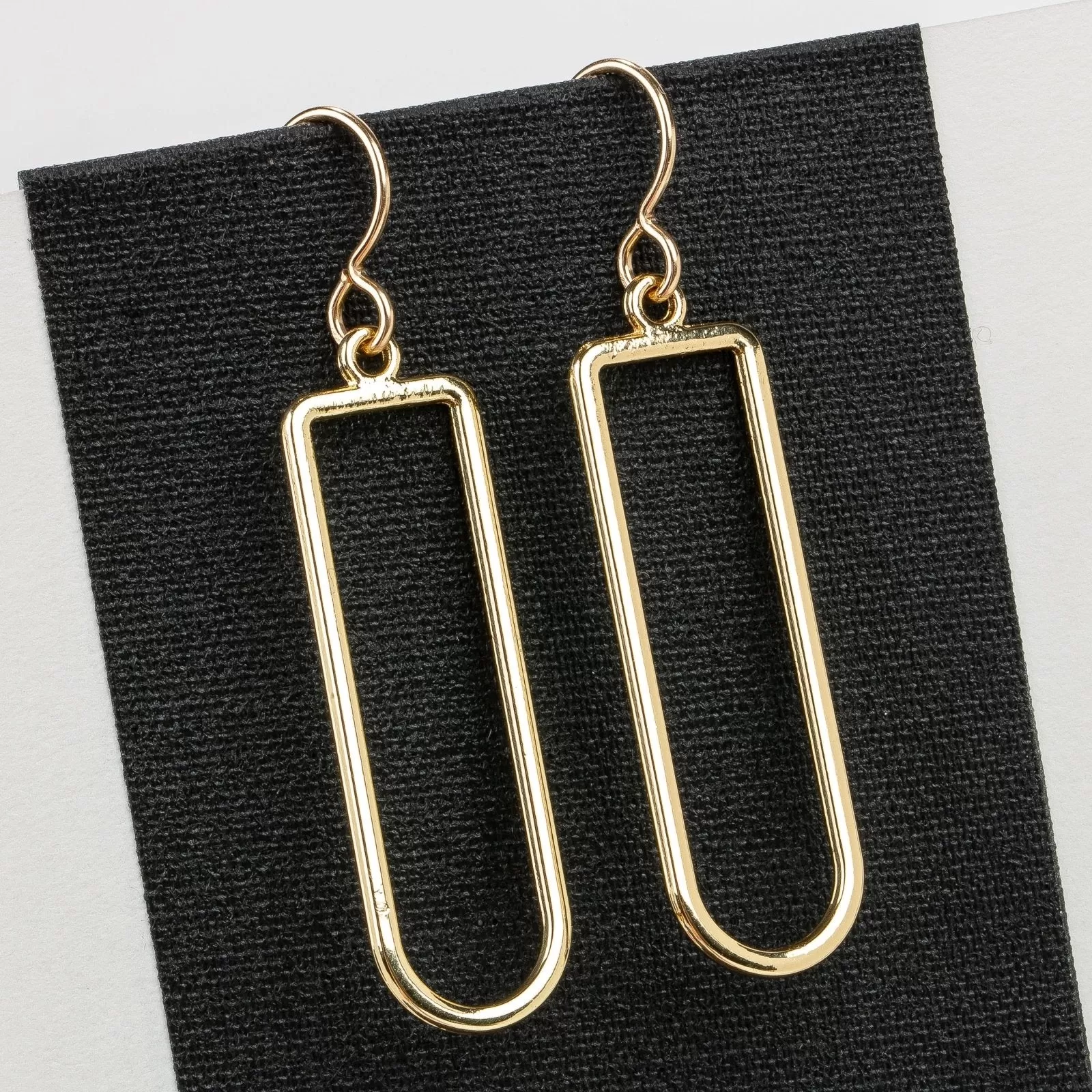 Gold Oval Drop Earrings