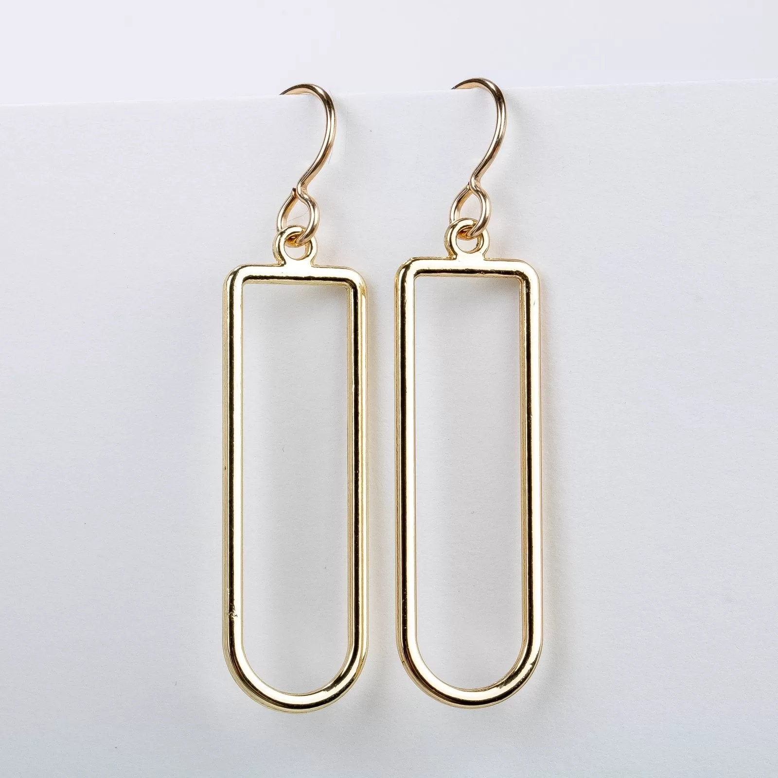 Gold Oval Drop Earrings