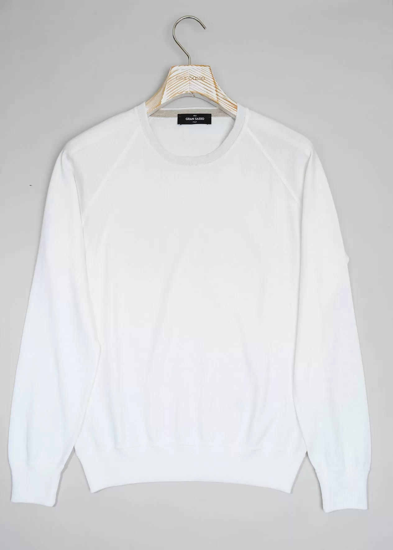 Gran Sasso Cotton Cashmere Raglan Crewneck / Panna