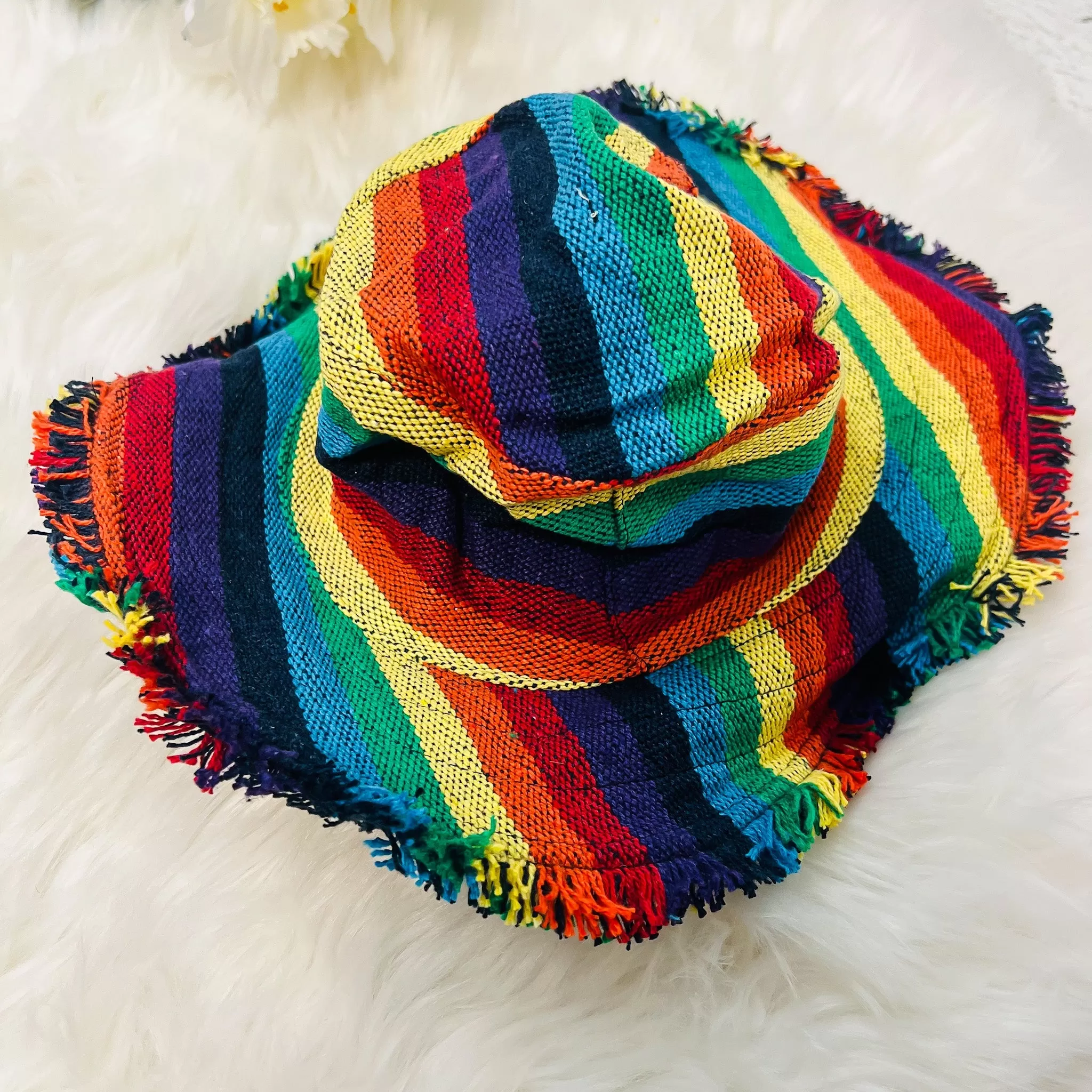 Handmade Unisex Rainbow/Pride  Hemp Summer Sun Hat