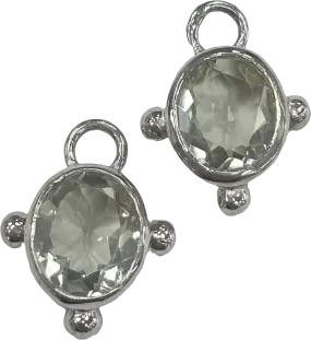 Heavenly London Silver / Green Amethyst Oval Detachable Drops For Huggies/hoop Earrings