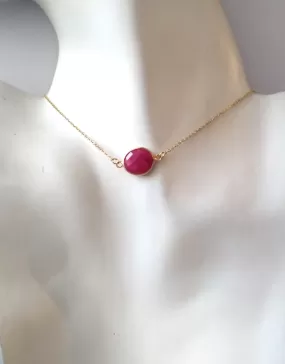 Horizontal Oval Ruby Single Gem Drop Pendant